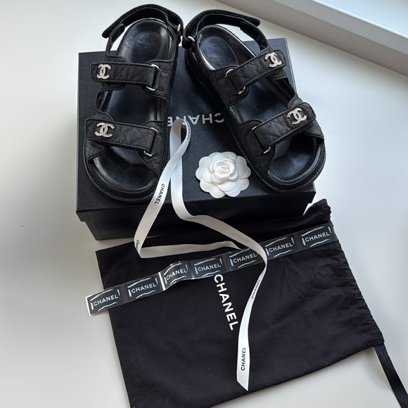 Chanel Quilted Dad Sandals, Black, Size 39.5 - Picture 7 of 17